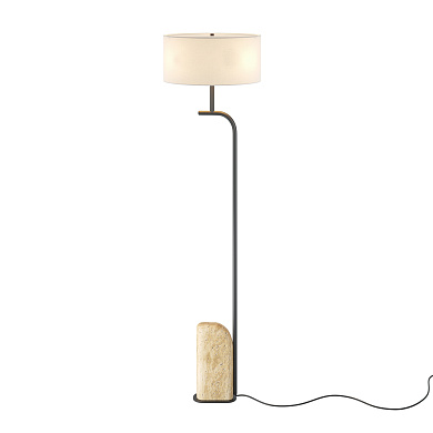 торшер с тканевым абажуром на черной стойке