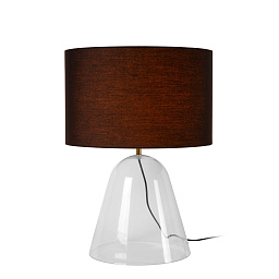 34550/81/60 Lucide CAMPANA настольная лампа с текстильным абажуром коричневого цвета на керамической подставке