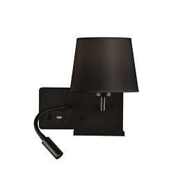 A3664182NDER ACB Iluminacion Hold настенное бра с гибким светильником для чтения и USB-портом, корпус чёрный