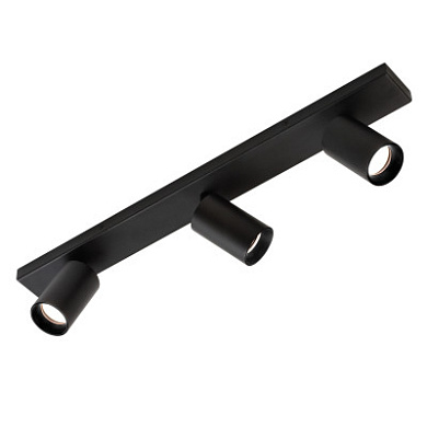 потолочный светильник с тремя регулируемыми плафонами чёрного цвета