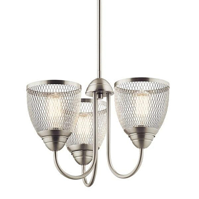 Voclain 12.5" 3 Light Convertible Chandelier/Semi Flush with Mesh Shade Brushed Nickel люстра 52268NI Kichler