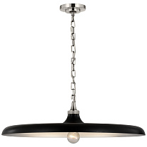 Piatto Large Pendant полированный никель с абажуром из состаренного железа
