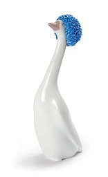 Фарфоровая статуэтка гуся Goossiping Lladro, синяя шапочка 01009207