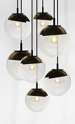 LUNA 7 o48 Davidts lighting Luna подвесная люстра с шарообразными стеклянными плафонами и металлическими куполами