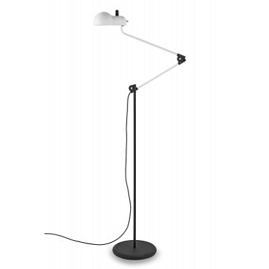 торшер с регулируемым рычагом и металлическим абажуром на круглой опоре
