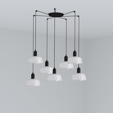 подвесной светильник белый с семью плафонами