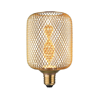 декоративная светодиодная лампа цилиндрической формы в латунной сетке
