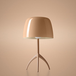 FN026021E_61D Foscarini Lumiere настольная лампа с полупрозрачным розовым абажуром из стекла