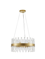 Satin Gold Metal & Clear Crystal LED G9 14x5 Watt 100-240 Volt IP20 Bulb Excluded D: 55 H: 120 cm Crystal: 48 pcs