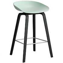 About A Stool AAS 32 Low, сиденье H65 см, основание черный лакированный дуб / сиденье полипропилен, пыльная мята / подножка черная сталь