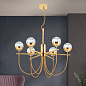 LU 1735/6 gold/499 люстра BALL, 6-flames, gold, with golden textile cable and clear crystal glass in line cut Orion — фото 1