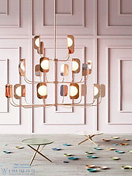 7208/24 MM lampadari Leaf большая люстра с множеством металлических лепестков на каркасе в стиле арт-деко