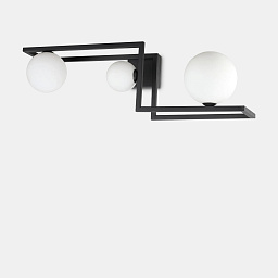 284286 Ideal lux Angolo потолочный светильник с двумя шаровыми плафонами на прямом кронштейне