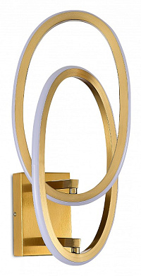 настенное бра с круглыми контурами и декоративным кольцом в золотом цвете