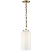 Katie Cylinder Pendant полированная старая латунь с белым стеклом