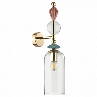 настенное бра с круглым плафоном и разноцветным стеклом