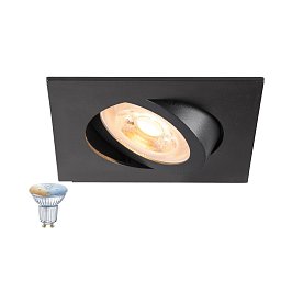 Встраиваемый светильник SLV NEW TRIA 68 SMART SET, квадратный, рамка 82×82 мм, с умной лампой Zigbee GU10