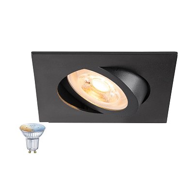 Встраиваемый светильник SLV NEW TRIA 68 SMART SET, квадратный, рамка 82×82 мм, с умной лампой Zigbee GU10