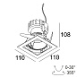 iMAX II SQUARE ADJUSTABLE SOFT 93045 B черный Delta Light Встраиваемый поворотный потолочный светильник — фото 1