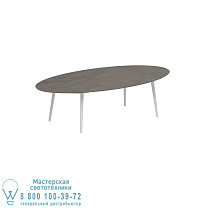 НИЗКИЙ ОБЕДЕННЫЙ СТОЛ STYLETTO 250X130CM АЛЮМИНИЕВЫЕ НОЖКИ БЕЛАЯ КЕРАМИЧЕСКАЯ СТОЛЕШНИЦА TERRA MARRONE Royal Botania