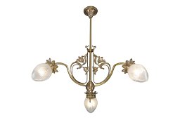 PP-215 Patinas lighting Lyon 3-рожковая латунная люстра в стиле модерн с литыми лилиями
