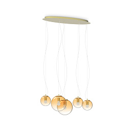 346588 Ideal lux Mapa подвесной светильник с пятью стеклянными шарами янтарного цвета