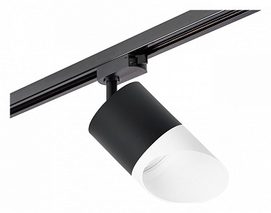 трековый светильник белого цвета с цилиндрическим корпусом для однофазного шинопровода