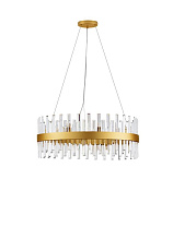 Satin Gold Metal Clear Crystal LED G9 18x5 Watt 100-240 Volt IP20 Bulb Excluded D: 75 H: 150 cm Crystal: 68 pcs