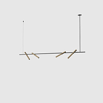 esprit pendant quadruple 1800 black, brushed gold lamphead