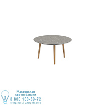 НИЗКИЙ ОБЕДЕННЫЙ СТОЛ STYLETTO Ø 120CM НОЖКИ ИЗ ТИКА КЕРАМИЧЕСКАЯ СТОЛЕШНИЦА CEPPO DOLOMITICA Royal Botania