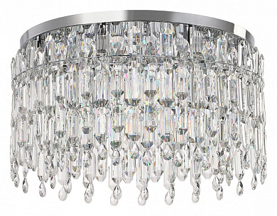 потолочный светильник с прозрачными подвесками и зеркальным основанием