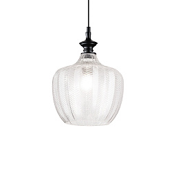 263632 Ideal lux Lord подвесной светильник с прозрачным стеклянным плафоном и черной фурнитурой