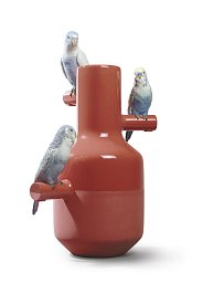 01007846 Lladro The Parrot Party фарфоровая ваза с тремя попугаями