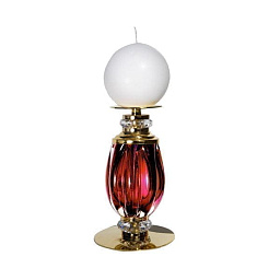 4807604-243 Villari Diva подсвечник с красным стеклом и золотыми элементами