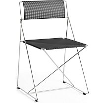 X-Line Chair, сиденье и спинка сталь с порошковым покрытием, черный / каркас хромированная сталь (для помещений)