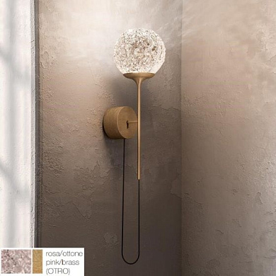 CRISTGLOB-APOTRO27K Icone Cristalglob APPLIQUE 9W 2700K OTTONE SATINATO- SFERA ROSA Накладное бра