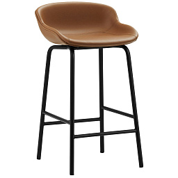 604057 Normann Copenhagen Hyg барный стул с кожаным сиденьем цвета бренди