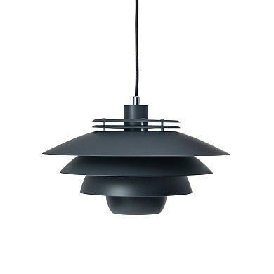 подвесной светильник с многослойным металлическим плафоном тёмно-серого цвета
