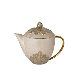 0007681-529 Villari Peacock чайник из каремельного фарфора с золотыми элементами