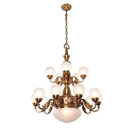 PP-242 Patinas lighting Pécs 15-рожковая монументальная латунная люстра с розами