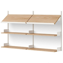 42002 + 42010 + 42007 + 42017 + 42014 New Works New Works Shelving System офисная полка из дуба с горизонтальными модулями и навесной конструкцией