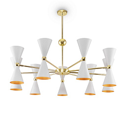 MOD108PL-18WG Maytoni Vesper подвесная люстра с множеством конусных плафонов в бело-золотом оформлении