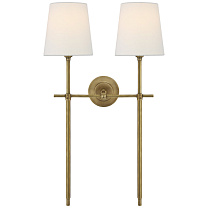 Bryant Large Double Tail Sconce полированная старая латунь с льняными абажурами