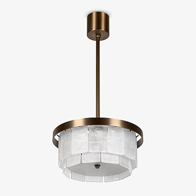 подвесной светильник с цилиндрическим плафоном из перламутровых секций