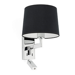 68493-03 Faro Barcelona ARTIS настенный светильник хромированный с чёрным абажуром и LED-читателем