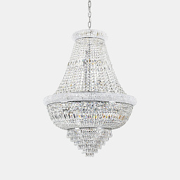 243597 Ideal lux Dubai подвесная хрустальная люстра с корпусом хромированного цвета и множеством подвесок