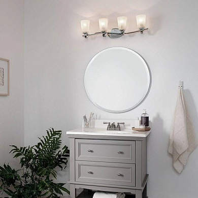 Oxby 30 Inch 4 Light Vanity Light with White Vetro Mica Glass Chrome настенный светильник 37517 Kichler
