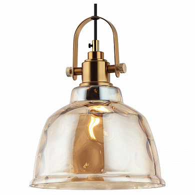 подвесной светильник с гладким стеклянным плафоном латунного оттенка
