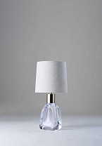Clear with Aged Brass shown with 8 Bongo in Natural Linen with Cream Card lining