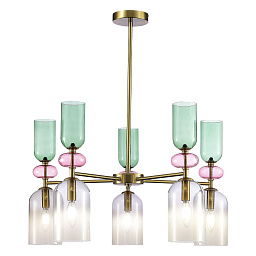 SL2000.202.05 ST-Luce Dzhea потолочная люстра с цилиндрическими плафонами и цветными стеклянными вставками